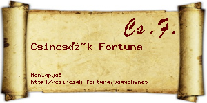 Csincsák Fortuna névjegykártya